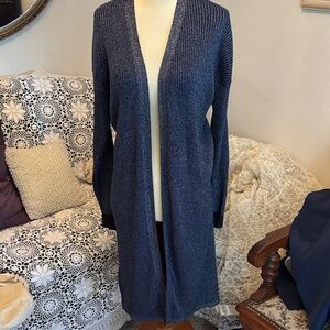 Scotch & Soda Deep Blue Open Cardigan with Metallic Flair